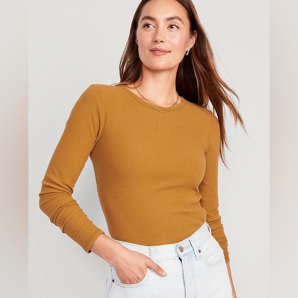 Old Navy Tops - Women’s Small Tall, Tan, Old Navy Ribbed Long Sleeve Shirt